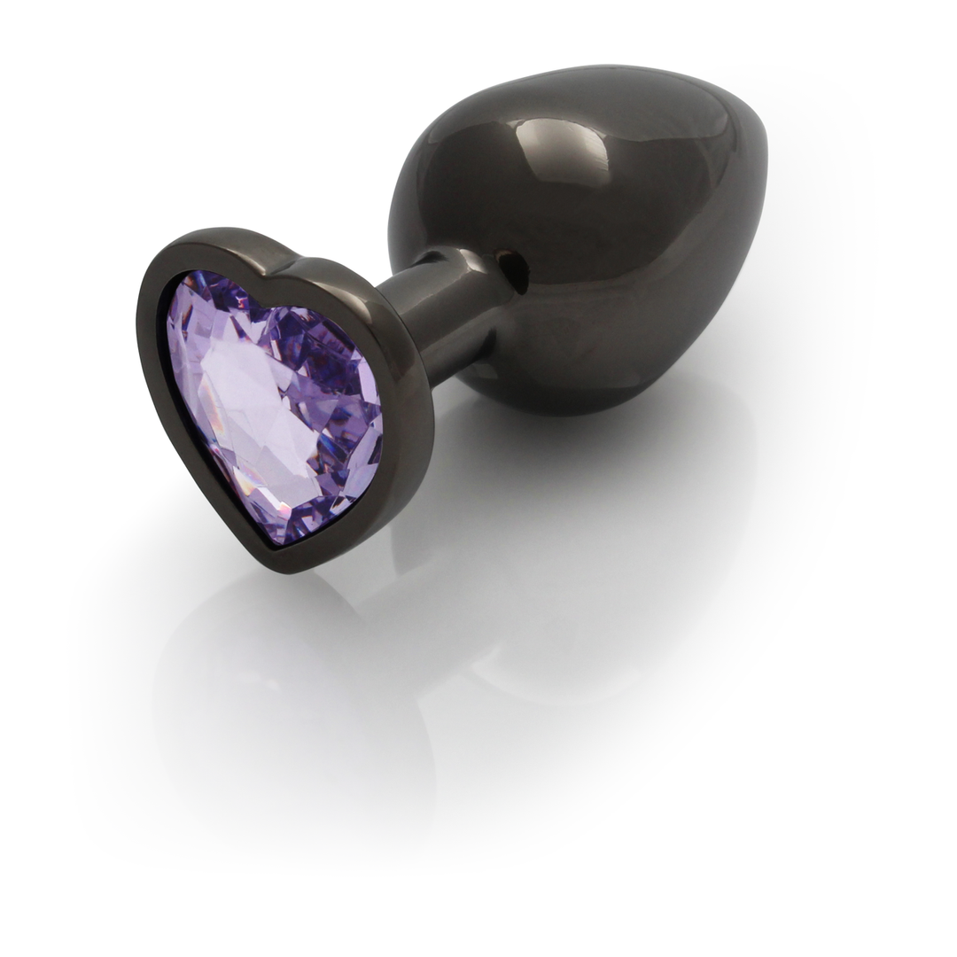 Heart Gem Butt Plug – Medium – Gunmetal/Amethist Paars