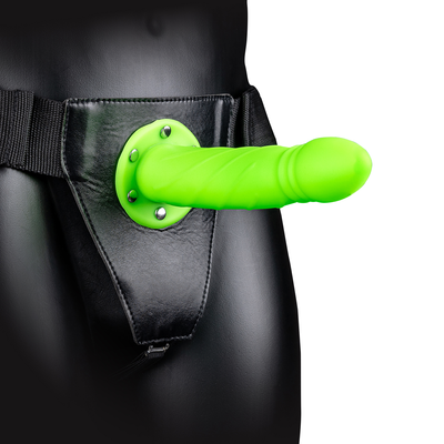 Glow in the Dark Twisted Hollow Strap-On - 8 / 20 cm - Neon Groen
