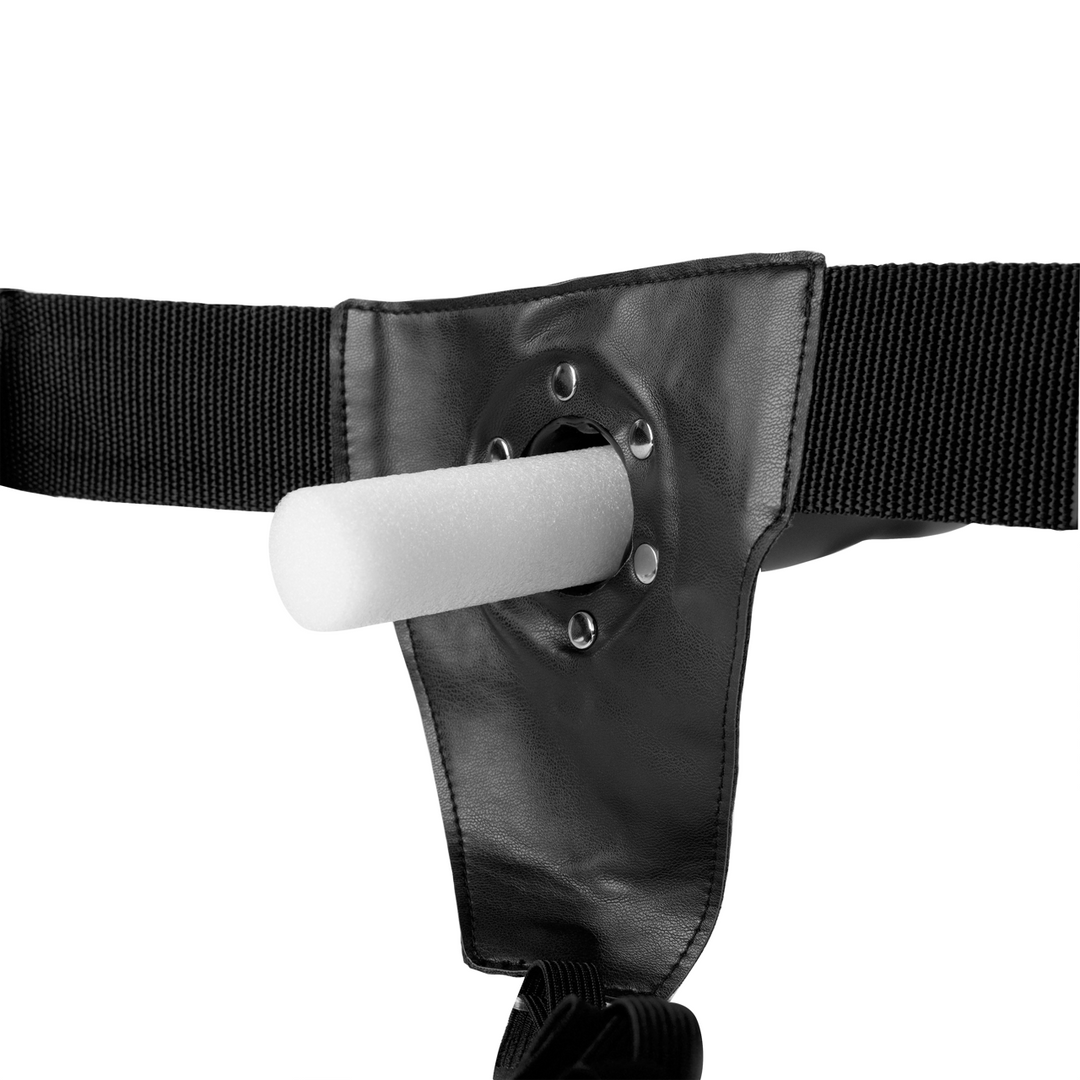 Geribbelde Hollow Strap-On met Ballen – 8 / 21 cm – Gunmetal