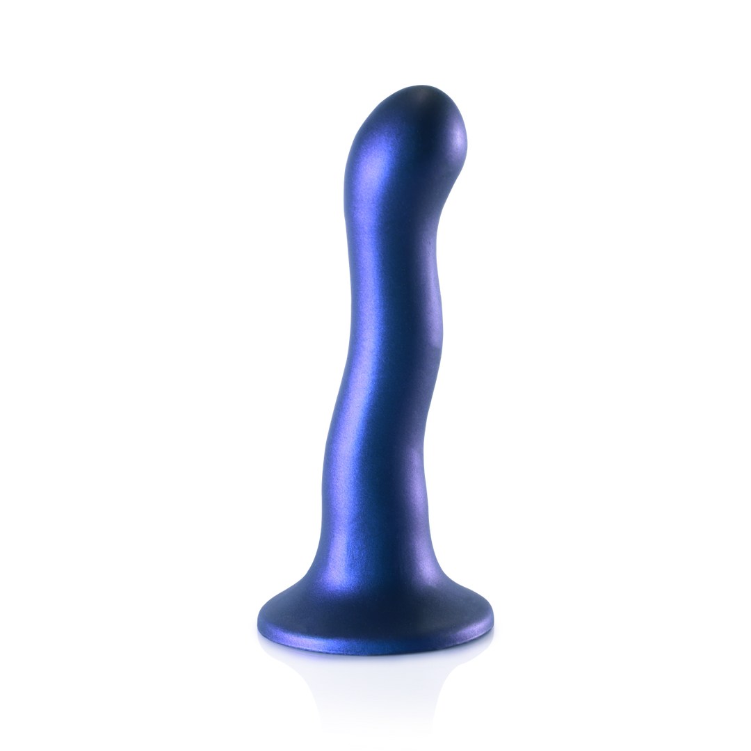 Ultra Zachte Siliconen Curve G-Spot Dildo – 7” / 17 cm – Metallic Blauw