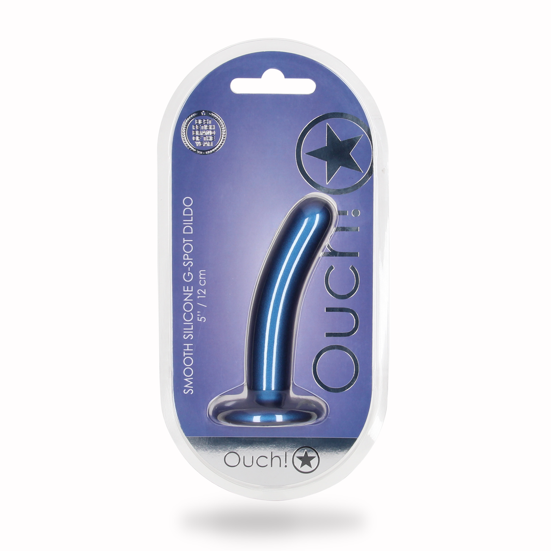 Zachte Siliconen G-Spot Dildo – 5” / 12 cm – Metallic Blauw