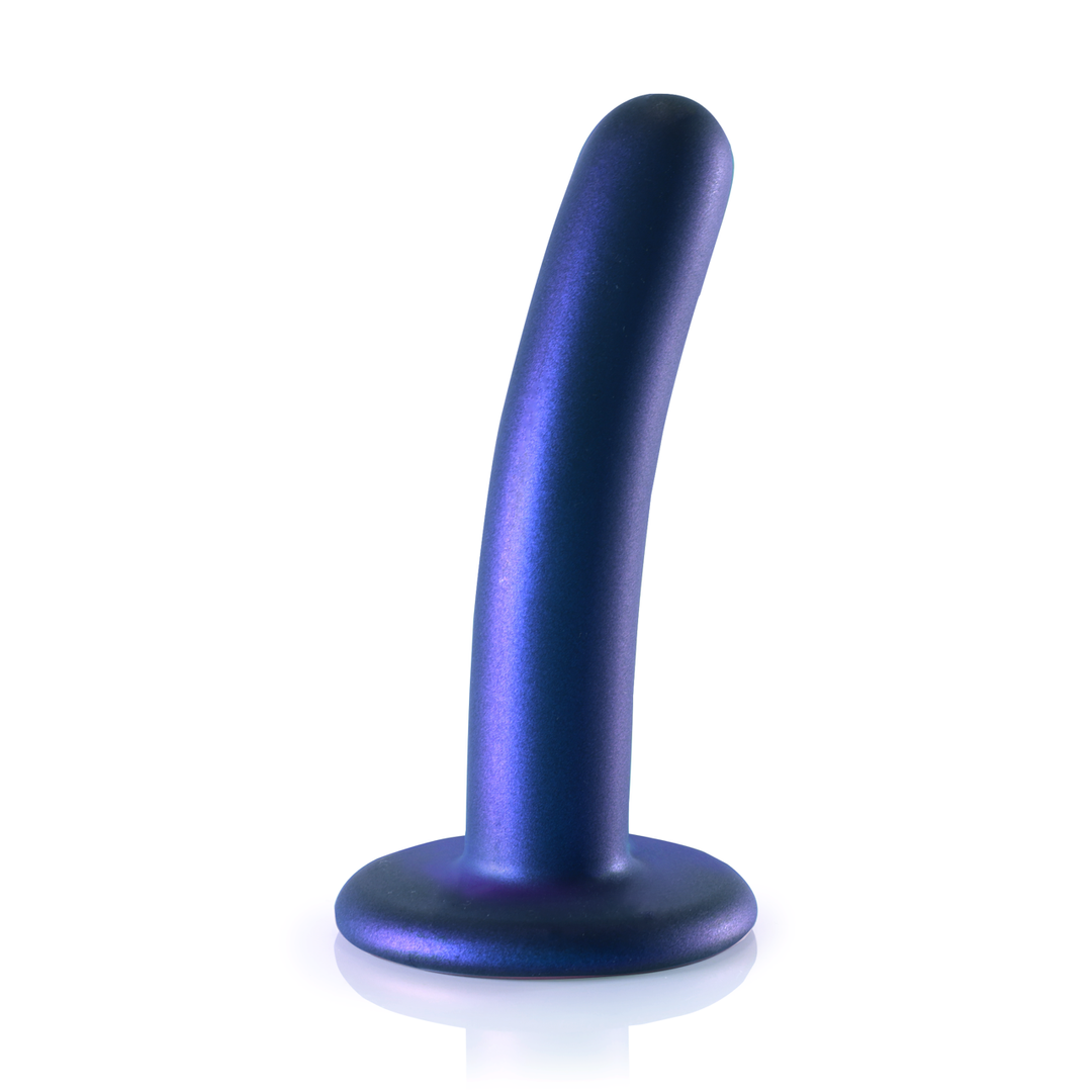 Zachte Siliconen G-Spot Dildo – 5” / 12 cm – Metallic Blauw