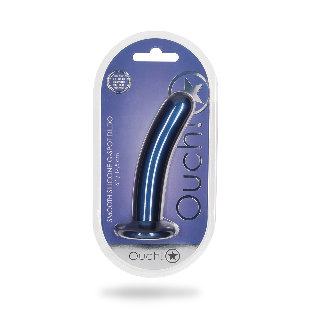 Zachte Silicone G-Spot Dildo – 6” / 14,5 cm – Metallic Blauw