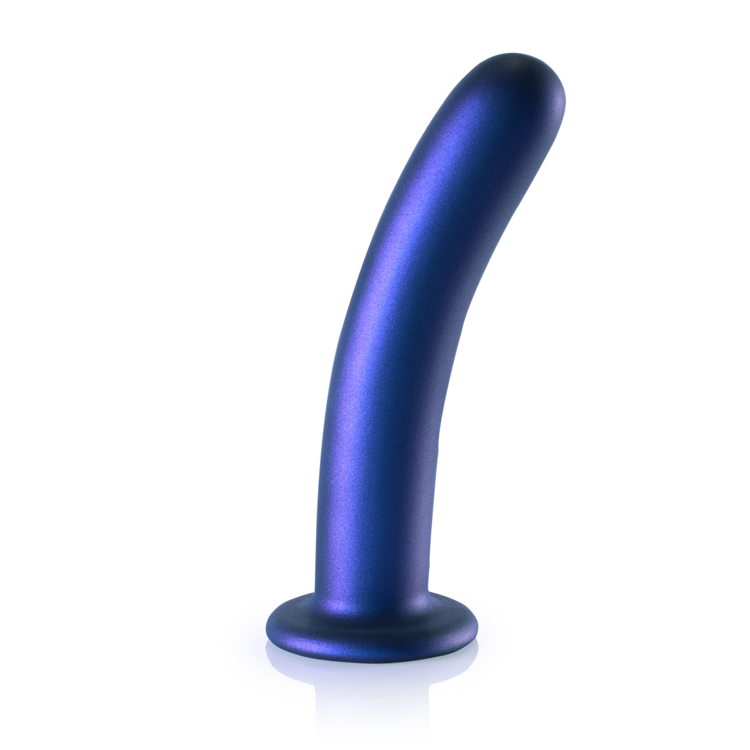 Zachte Silicone G-Spot Dildo – 7” / 17 cm – Metallic Blauw