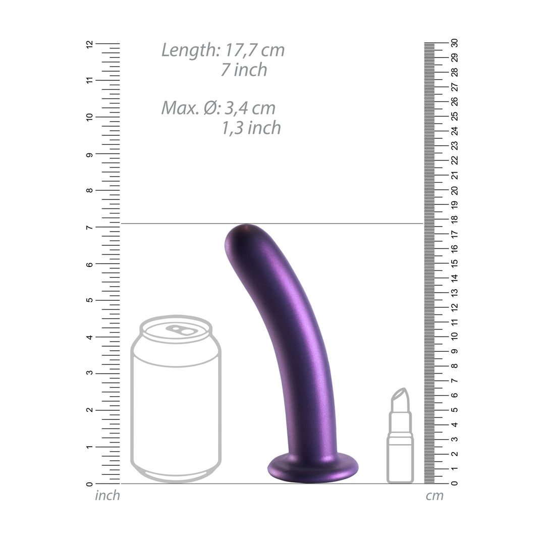 Zachte Siliconen G-Spot Dildo – 7” / 17 cm – Metallic Paars