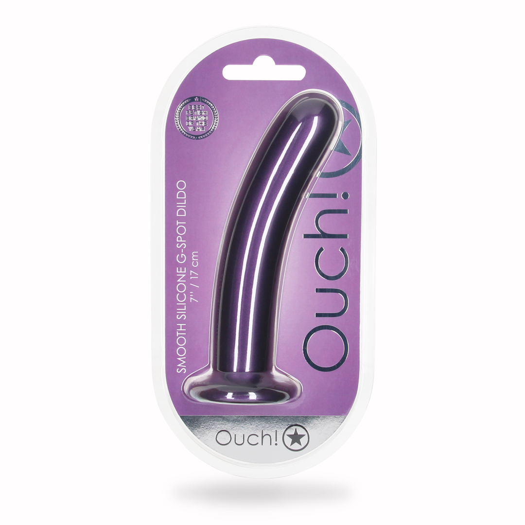 Zachte Siliconen G-Spot Dildo – 7” / 17 cm – Metallic Paars
