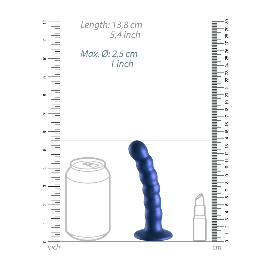 Beaded Silicone G-Spot Dildo – 5” / 13 cm – Metallic Blauw