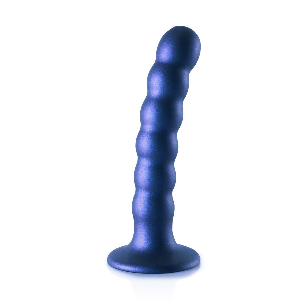 Beaded Silicone G-Spot Dildo – 5” / 13 cm – Metallic Blauw