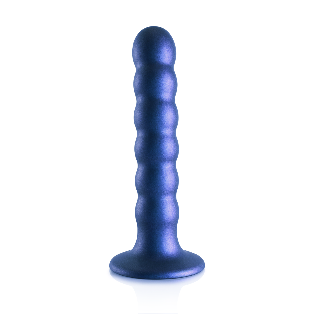 Beaded Silicone G-Spot Dildo – 5” / 13 cm – Metallic Blauw