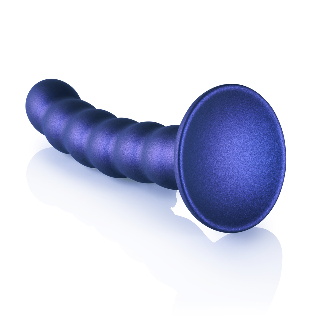 Beaded Silicone G-Spot Dildo – 5” / 13 cm – Metallic Blauw