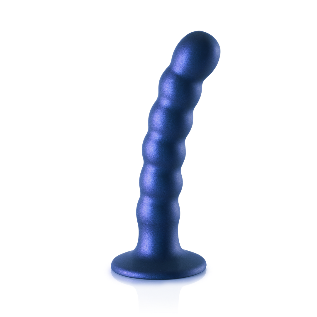 Beaded Silicone G-Spot Dildo – 5” / 13 cm – Metallic Blauw