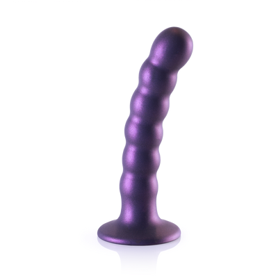Beaded Silicone G-Spot Dildo - 5'' / 13 cm - Metallic Paars