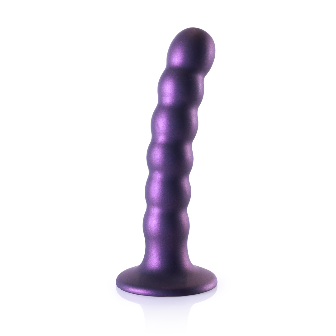 Beaded Silicone G-Spot Dildo – 5” / 13 cm – Metallic Paars