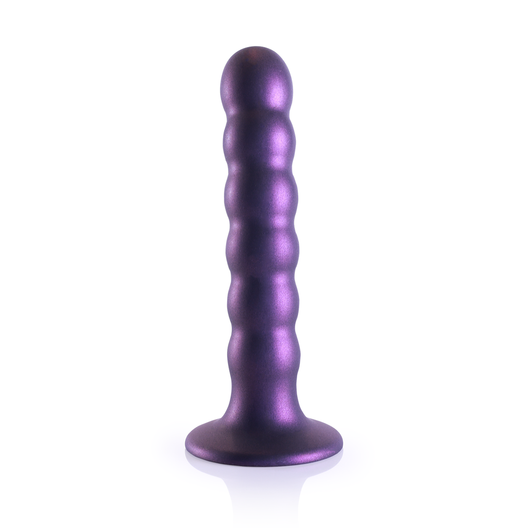 Beaded Silicone G-Spot Dildo – 5” / 13 cm – Metallic Paars