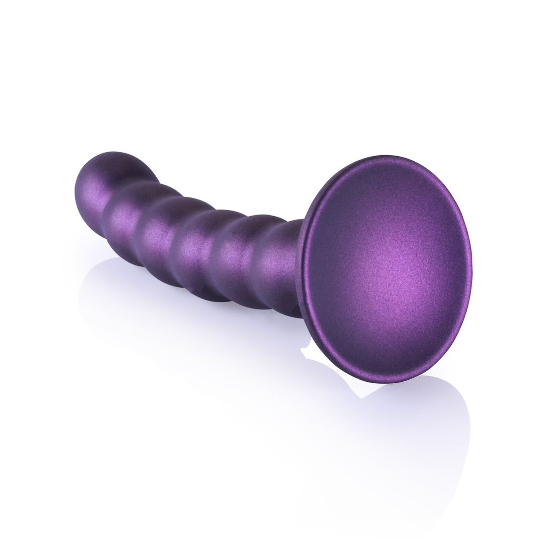 Beaded Silicone G-Spot Dildo – 5” / 13 cm – Metallic Paars