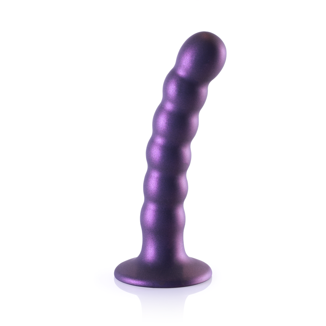Beaded Silicone G-Spot Dildo – 5” / 13 cm – Metallic Paars