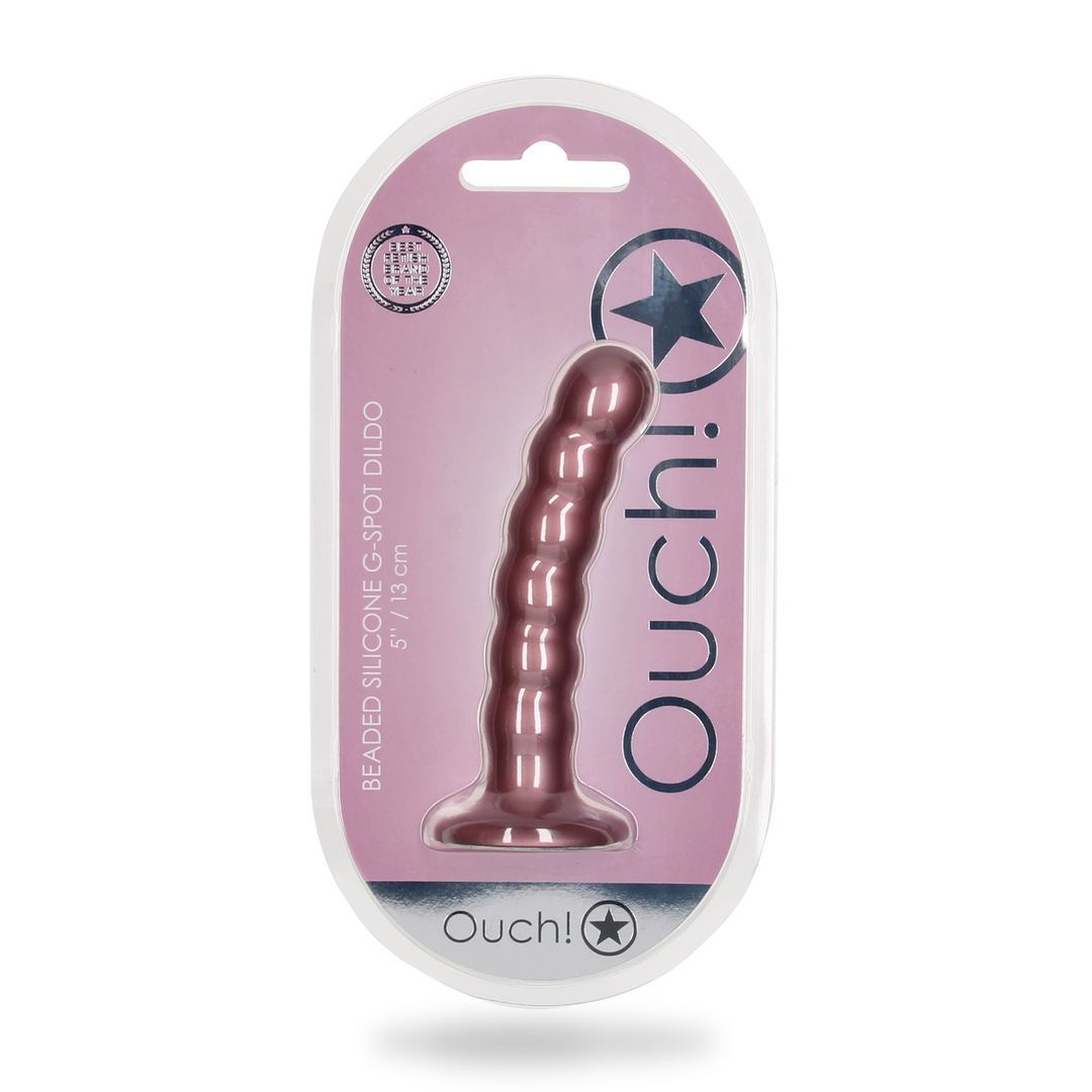 Beaded Silicone G-Spot Dildo – 5” / 13 cm – Roségoud