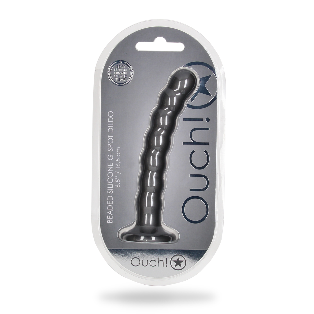 Beaded Silicone G-Spot Dildo – 6.5” / 16,5 cm – Gunmetal