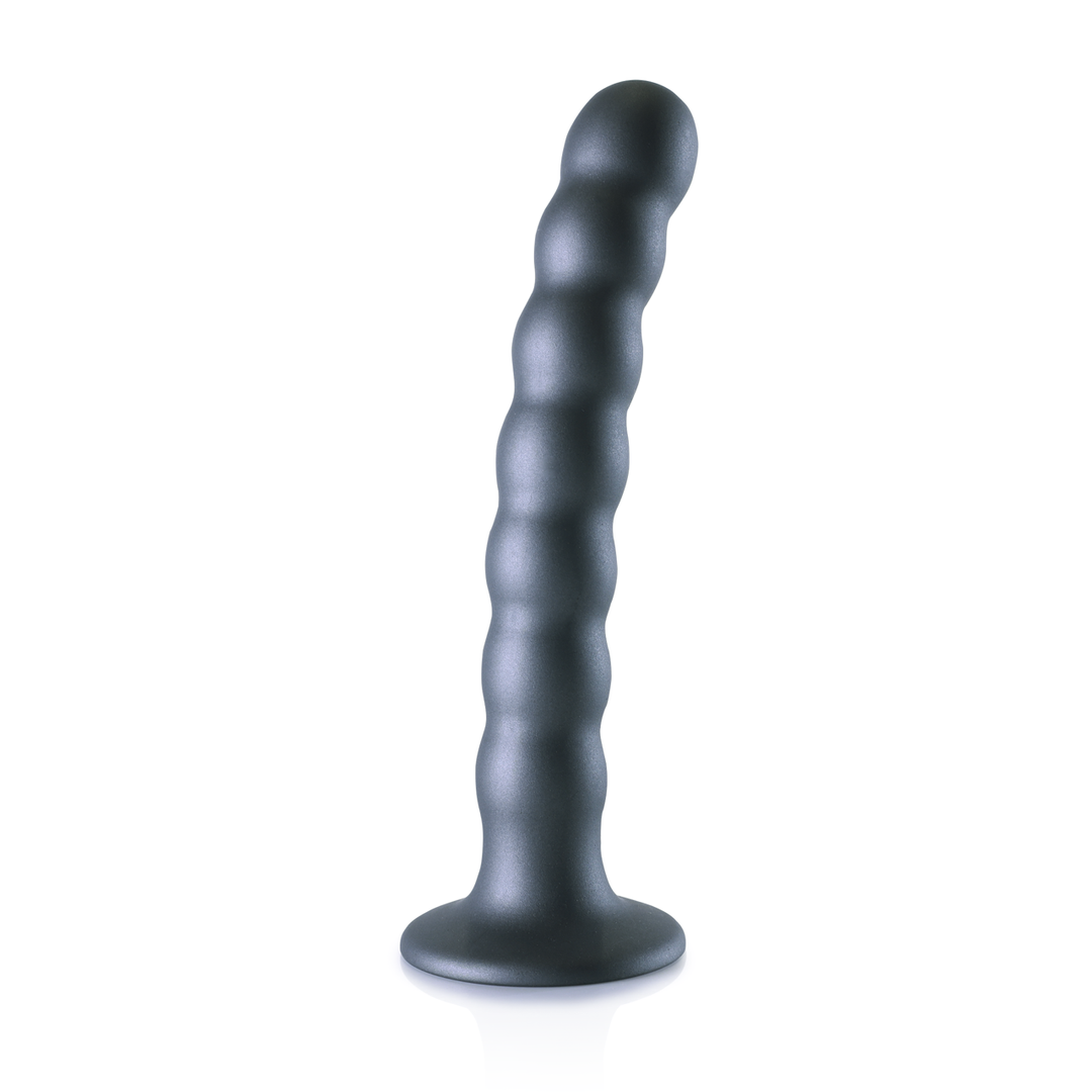 Beaded Silicone G-Spot Dildo – 6.5” / 16,5 cm – Gunmetal