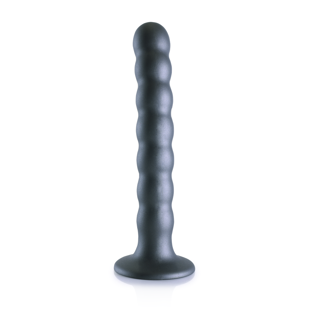 Beaded Silicone G-Spot Dildo – 6.5” / 16,5 cm – Gunmetal