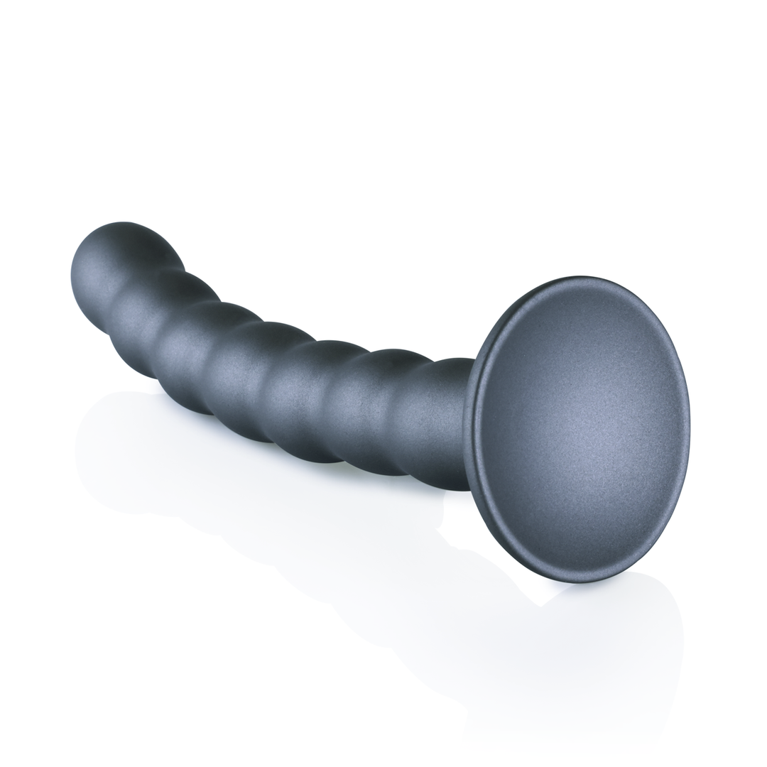 Beaded Silicone G-Spot Dildo – 6.5” / 16,5 cm – Gunmetal