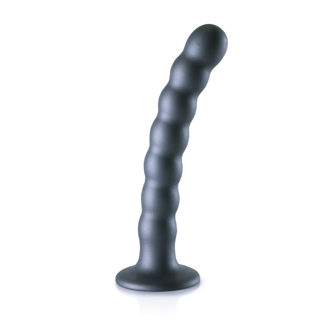 Beaded Silicone G-Spot Dildo – 6.5” / 16,5 cm – Gunmetal