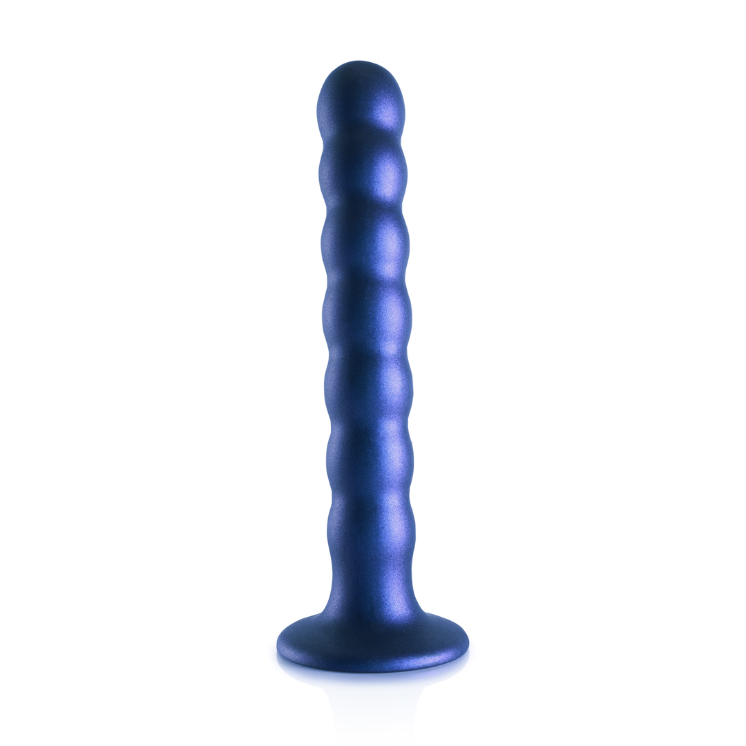 Beaded Silicone G-Spot Dildo – 6,5” / 16,5 cm – Metallic Blauw