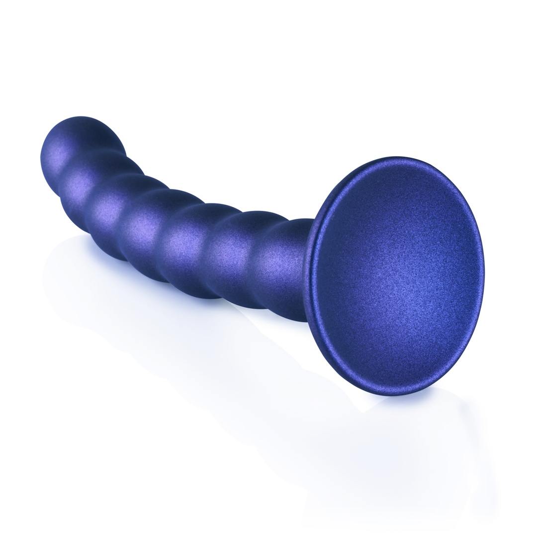 Beaded Silicone G-Spot Dildo – 6,5” / 16,5 cm – Metallic Blauw