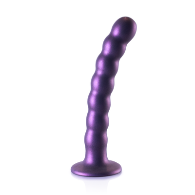 Beaded Silicone G-Spot Dildo - 6,5'' / 16,5 cm - Metallic Paars