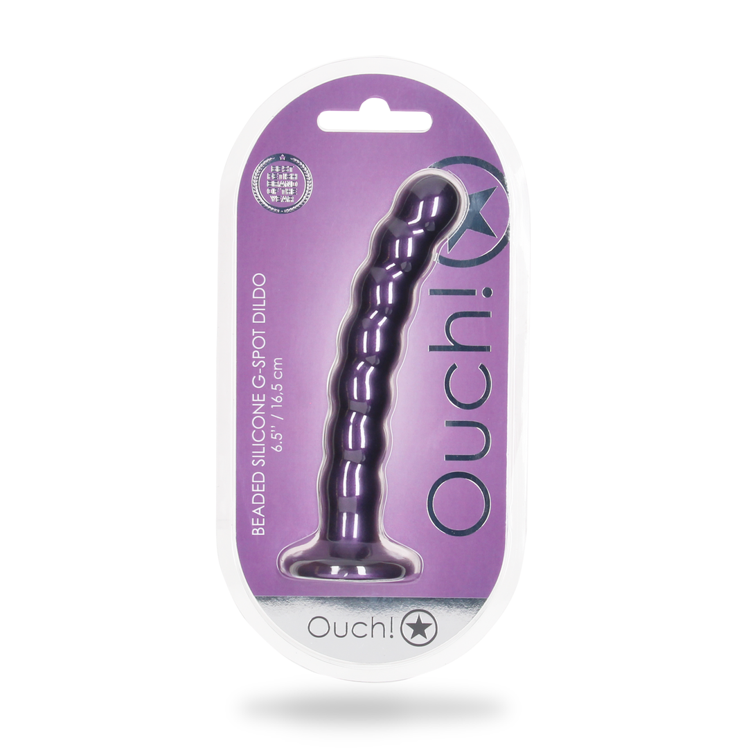 Beaded Silicone G-Spot Dildo – 6,5” / 16,5 cm – Metallic Paars