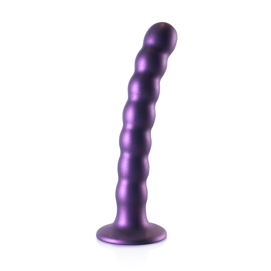 Beaded Silicone G-Spot Dildo – 6,5” / 16,5 cm – Metallic Paars