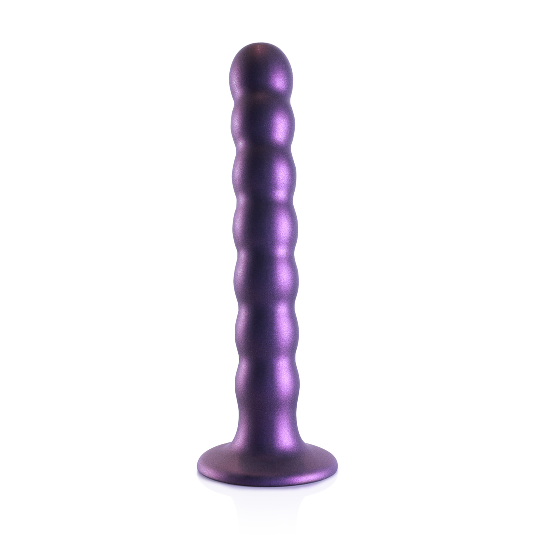 Beaded Silicone G-Spot Dildo – 6,5” / 16,5 cm – Metallic Paars