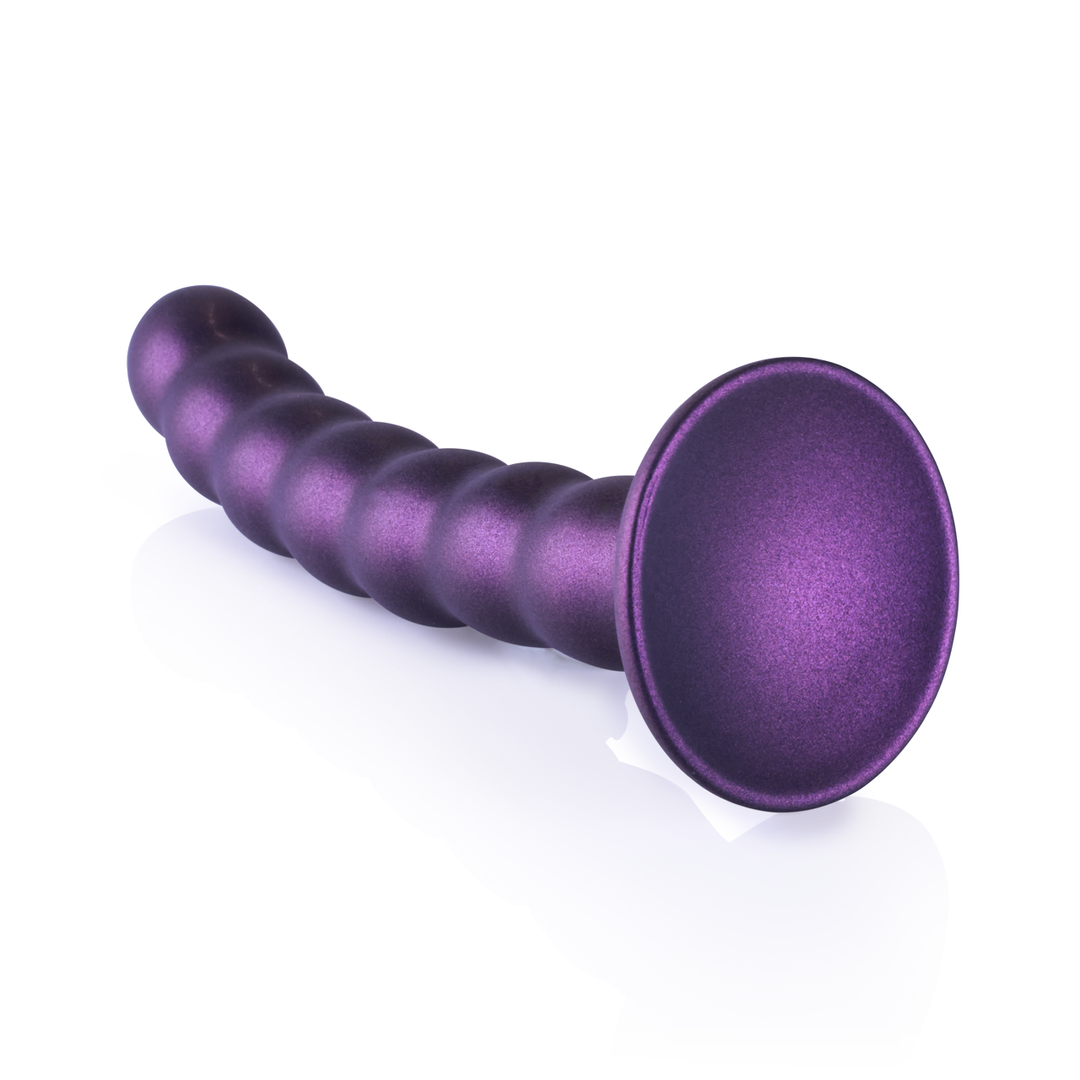Beaded Silicone G-Spot Dildo – 6,5” / 16,5 cm – Metallic Paars