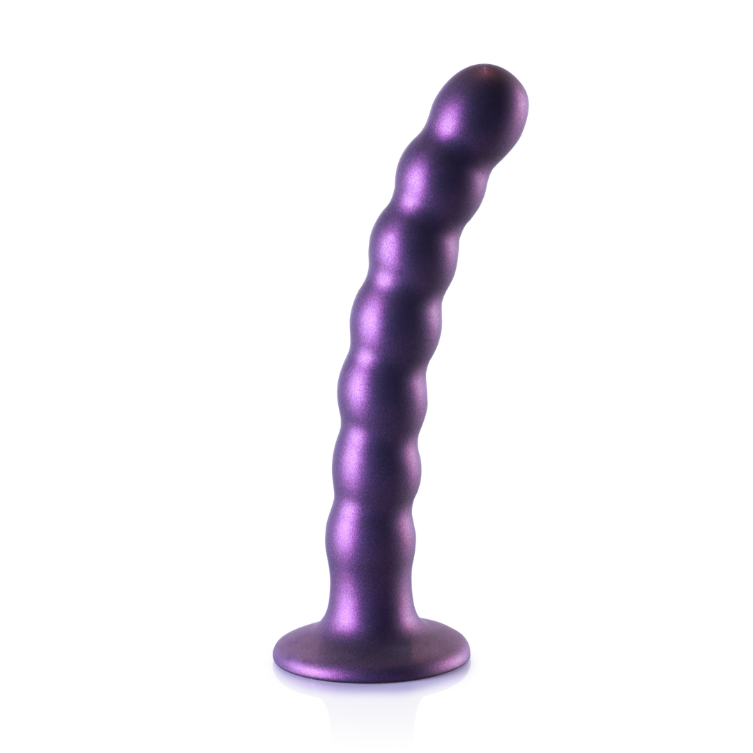 Beaded Silicone G-Spot Dildo – 6,5” / 16,5 cm – Metallic Paars
