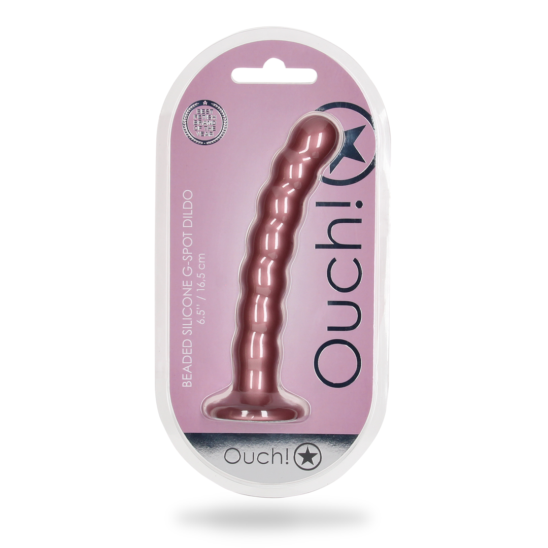 Beaded Silicone G-Spot Dildo – 6.5” / 16,5 cm – Rosé Goud