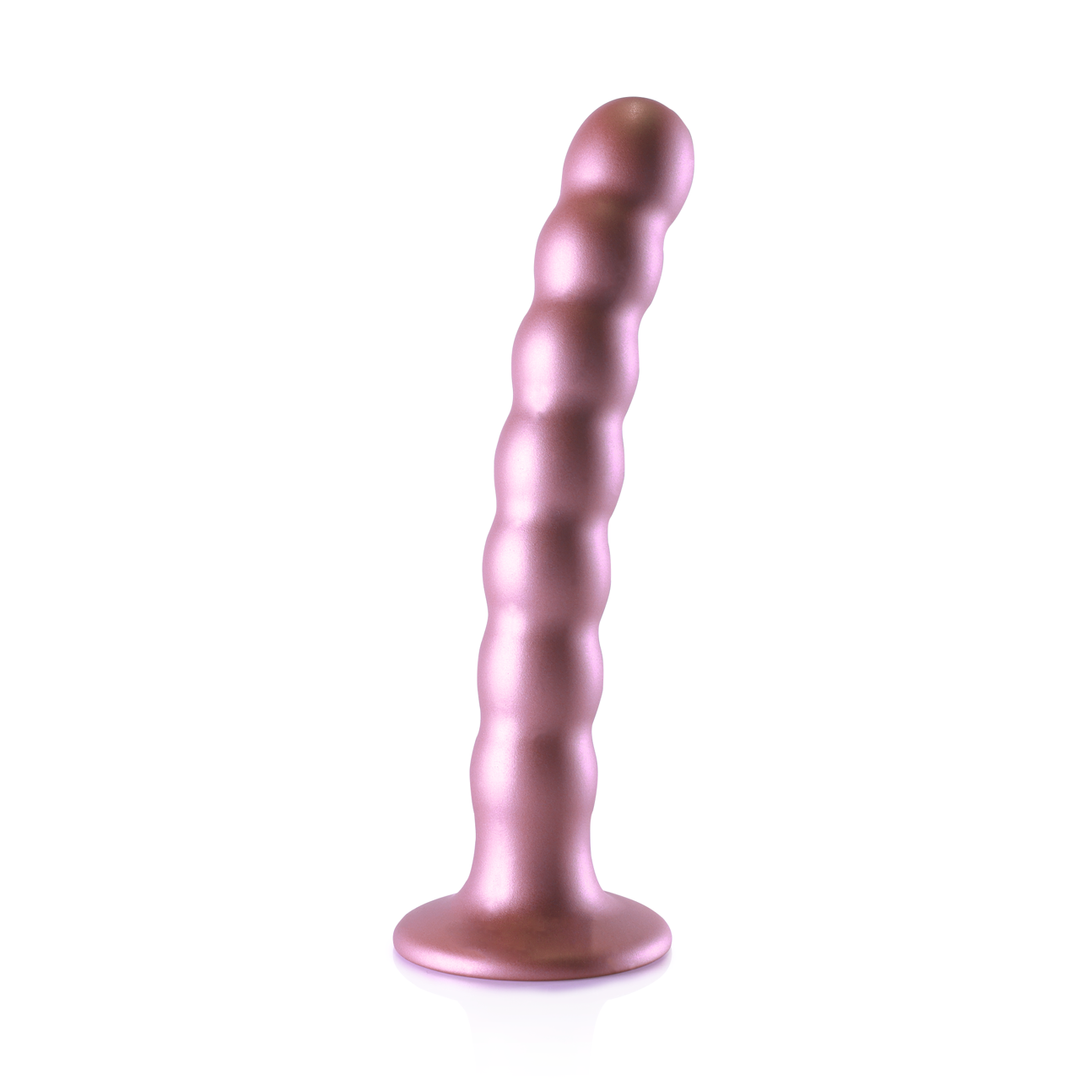 Beaded Silicone G-Spot Dildo – 6.5” / 16,5 cm – Rosé Goud