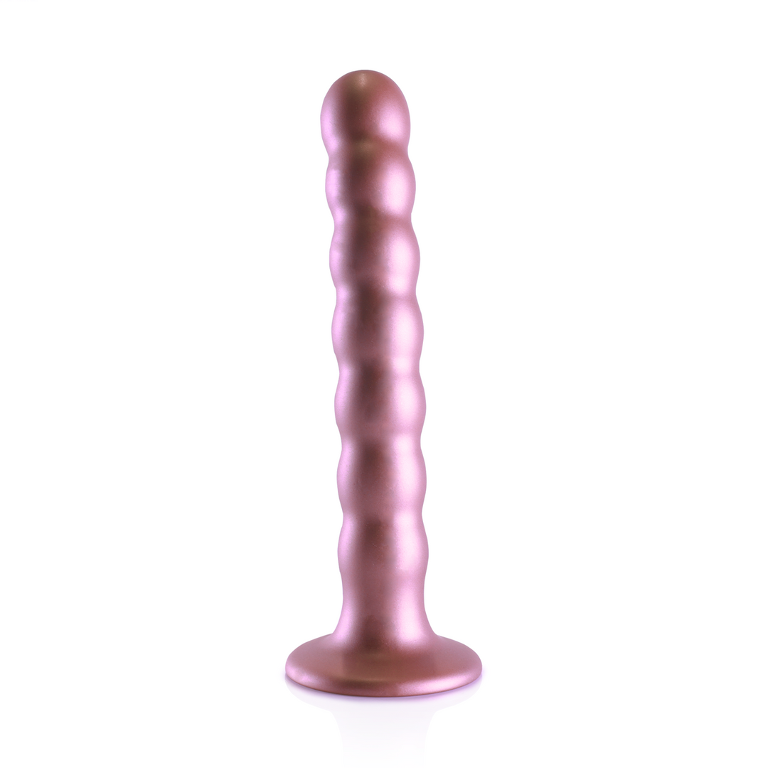Beaded Silicone G-Spot Dildo – 6.5” / 16,5 cm – Rosé Goud