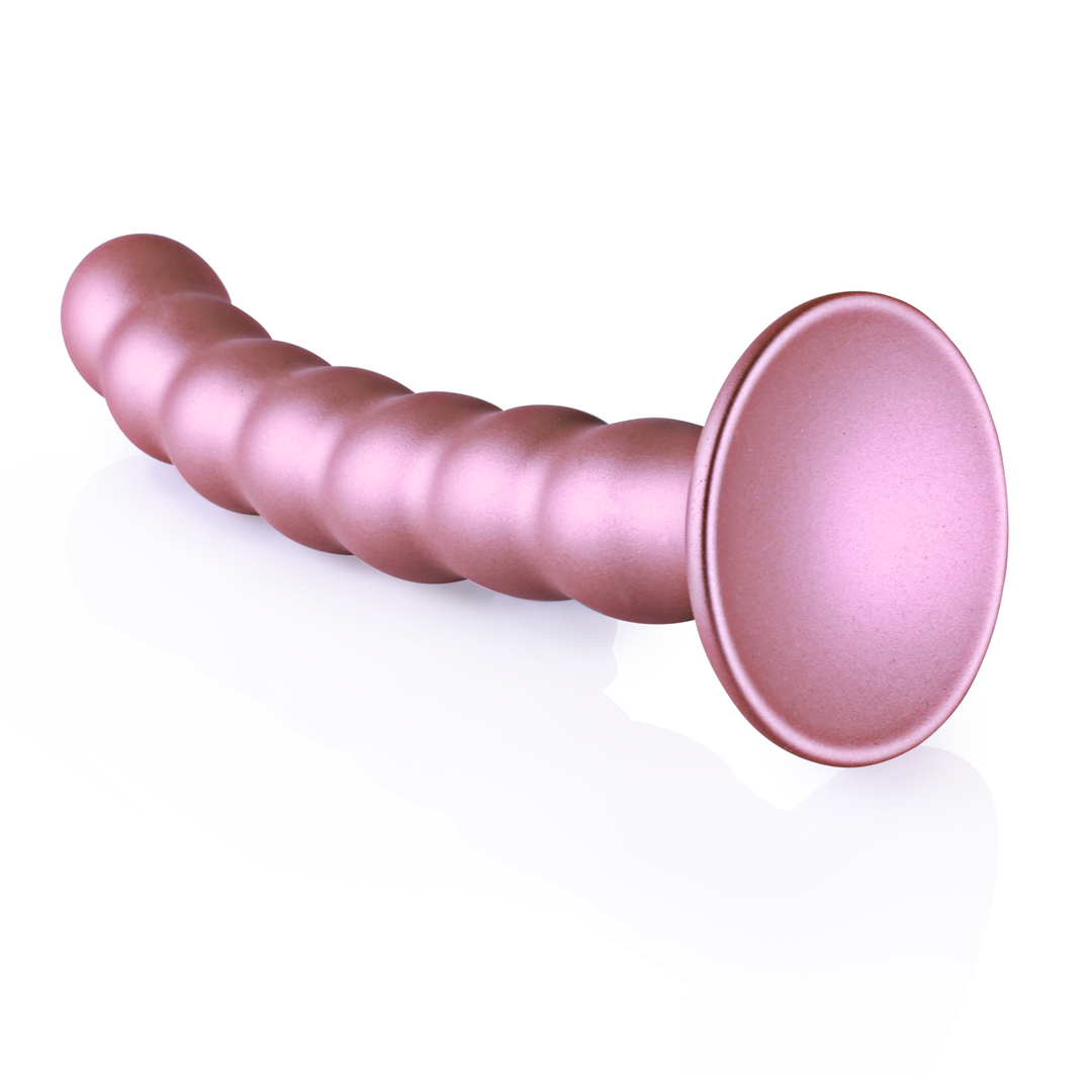 Beaded Silicone G-Spot Dildo – 6.5” / 16,5 cm – Rosé Goud