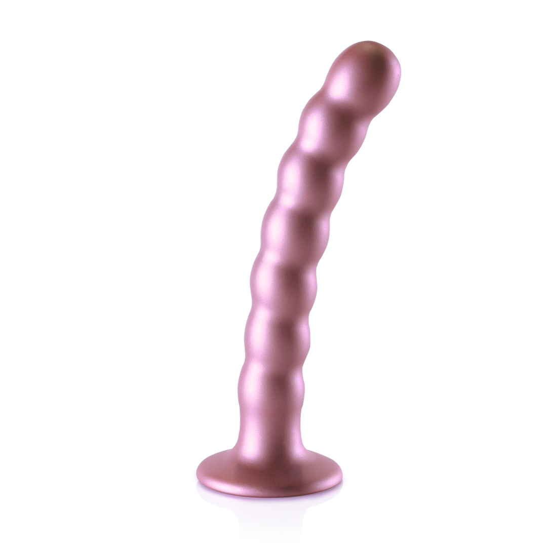 Beaded Silicone G-Spot Dildo – 6.5” / 16,5 cm – Rosé Goud