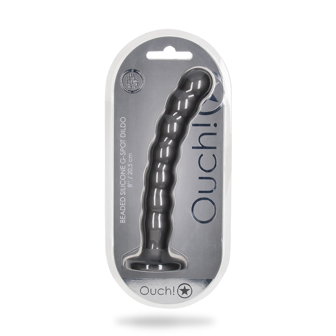 Beaded Silicone G-Spot Dildo – 8” / 20,5 cm – Gunmetal