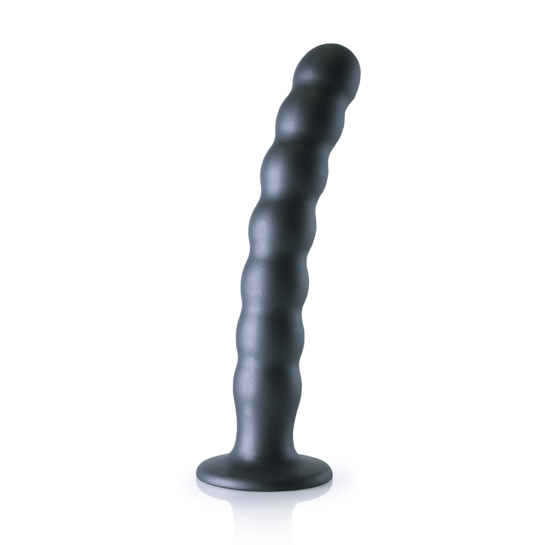Beaded Silicone G-Spot Dildo – 8” / 20,5 cm – Gunmetal