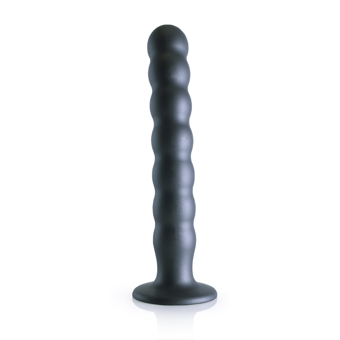 Beaded Silicone G-Spot Dildo – 8” / 20,5 cm – Gunmetal