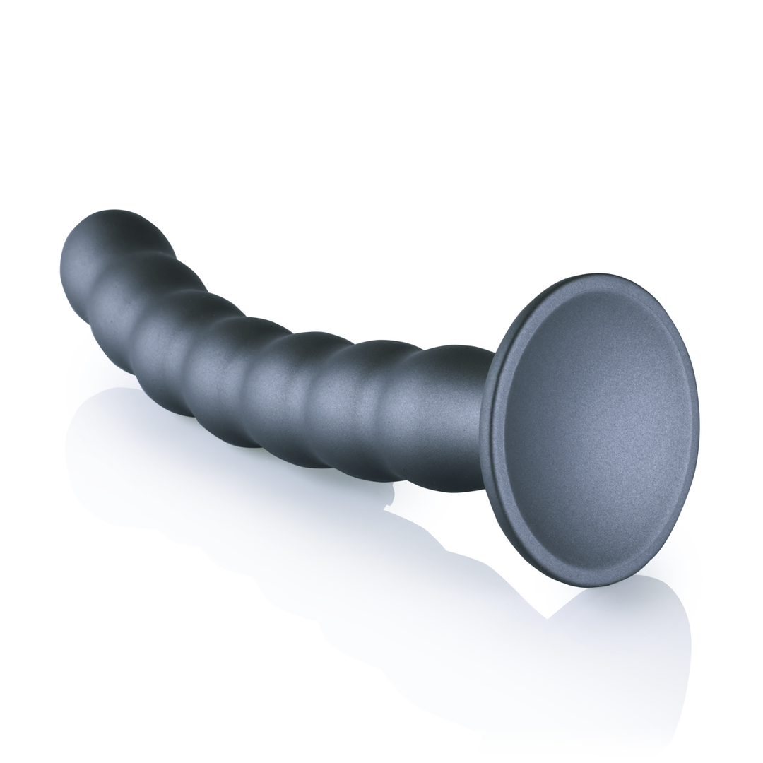 Beaded Silicone G-Spot Dildo – 8” / 20,5 cm – Gunmetal
