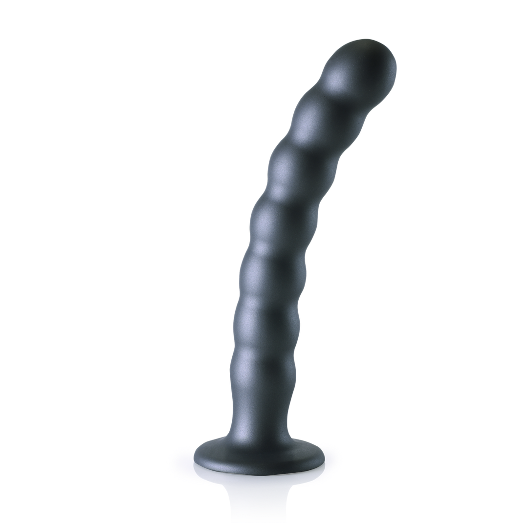 Beaded Silicone G-Spot Dildo – 8” / 20,5 cm – Gunmetal