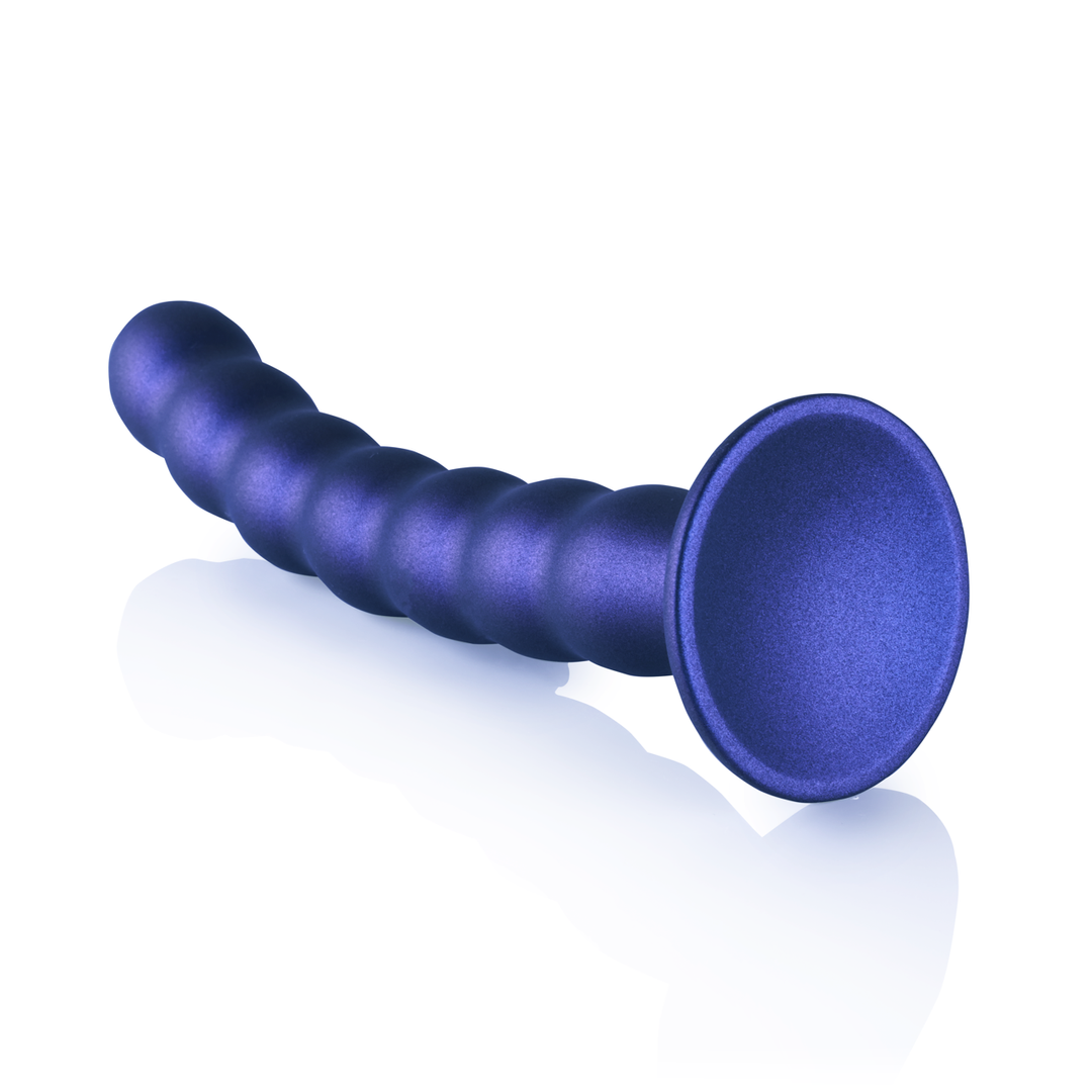 Beaded Silicone G-Spot Dildo – 8” / 20,5 cm – Metallic Blauw