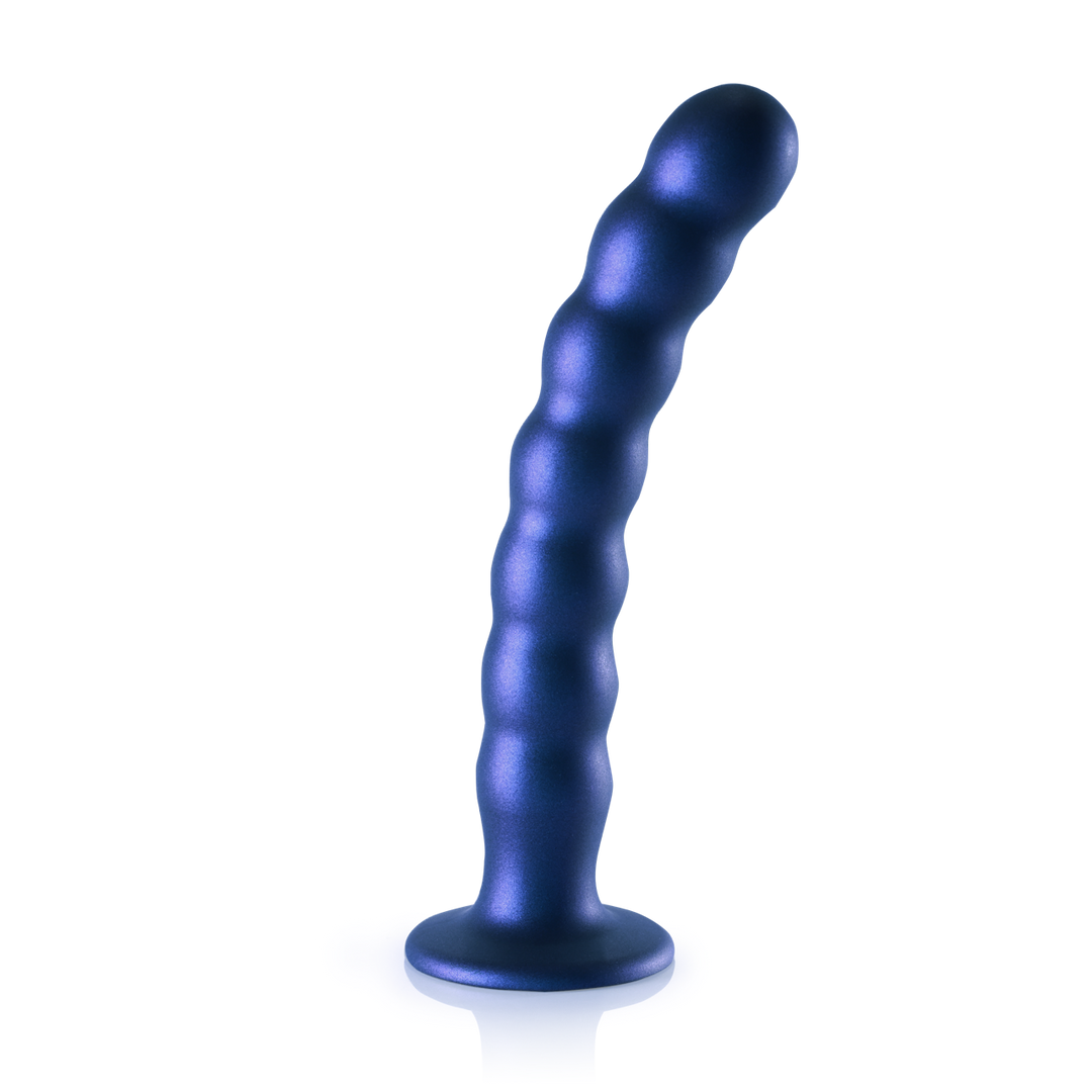 Beaded Silicone G-Spot Dildo – 8” / 20,5 cm – Metallic Blauw
