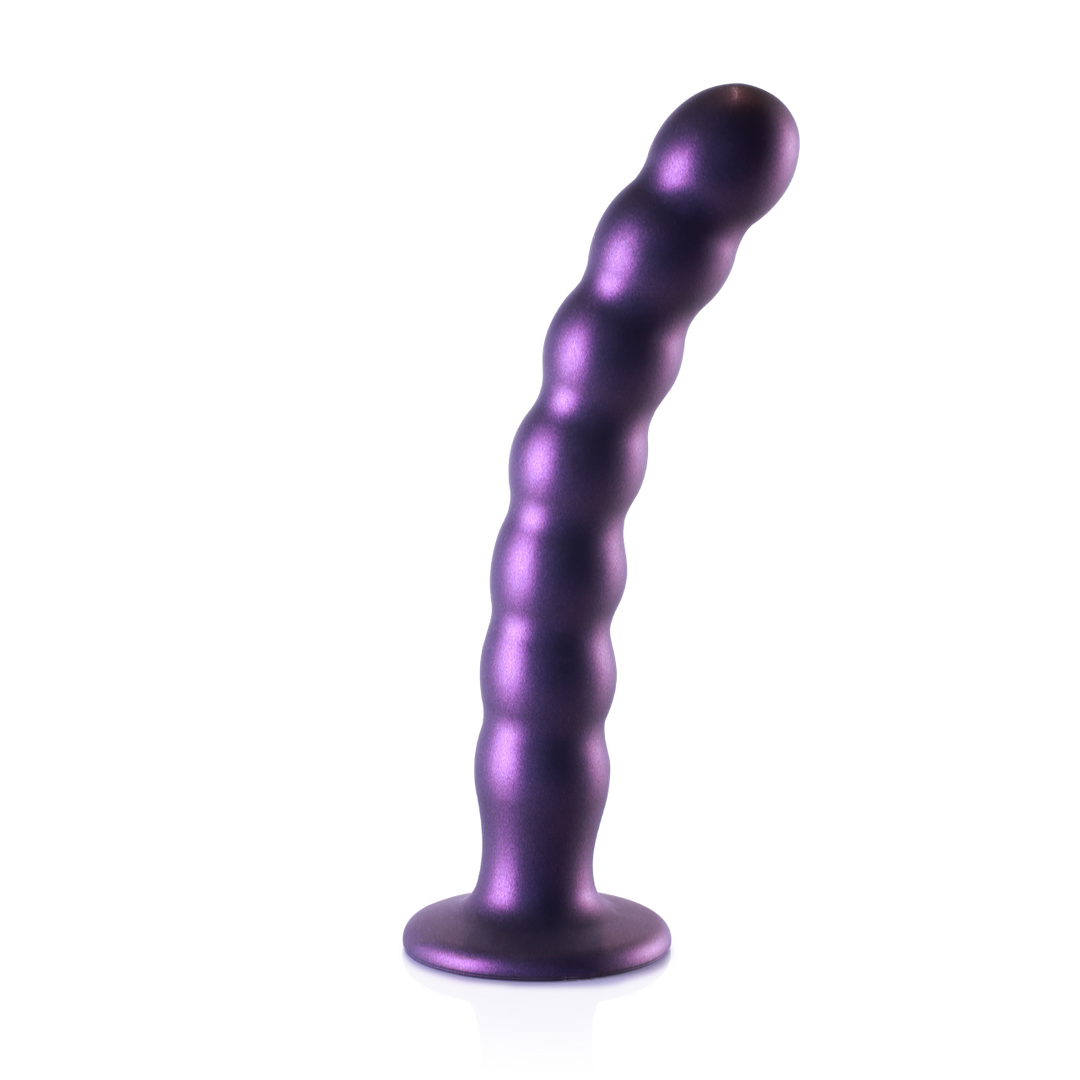 Gekralde Silicone G-Spot Dildo – 8” / 20,5 cm – Metallic Paars