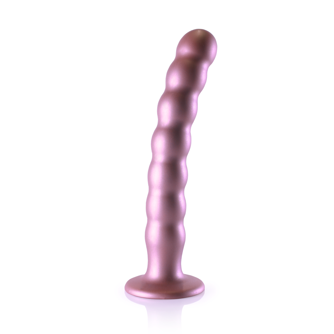 Beaded Silicone G-Spot Dildo – 8” / 20,5 cm – Rosé Goud
