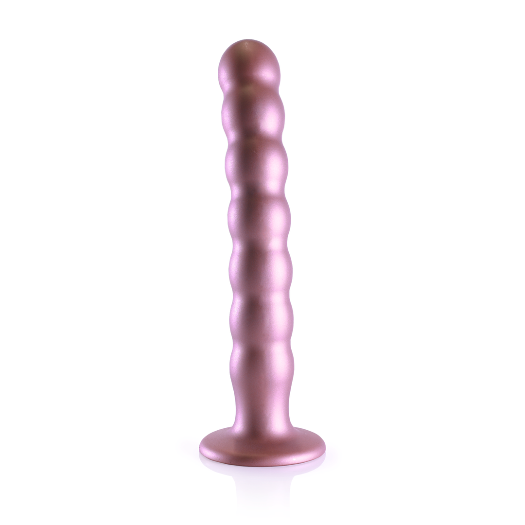 Beaded Silicone G-Spot Dildo – 8” / 20,5 cm – Rosé Goud