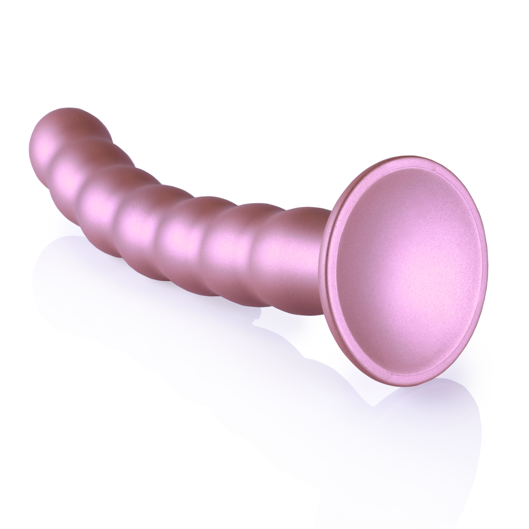 Beaded Silicone G-Spot Dildo – 8” / 20,5 cm – Rosé Goud